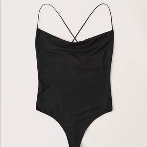 A&F NWT Drapey Cowl Neck Bodysuit Black